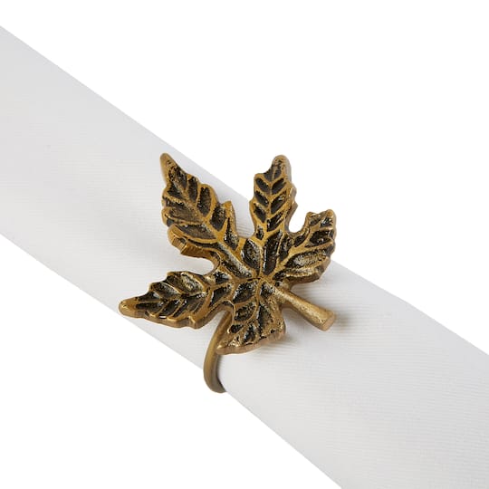DII® Gold Maple Leaf Napkin Rings, 6ct.